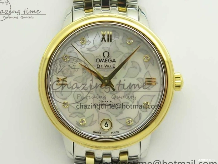 0512 Versatile De Ville Prestige Ladies 32.7mm SS MKF 1:1 Best Edition White MOP Dial Roman Markers on SS YG Bracelet MIYOTA 7967